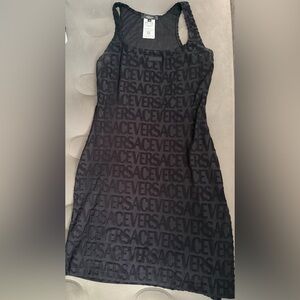 Versace Logo Towel like mini dress with split